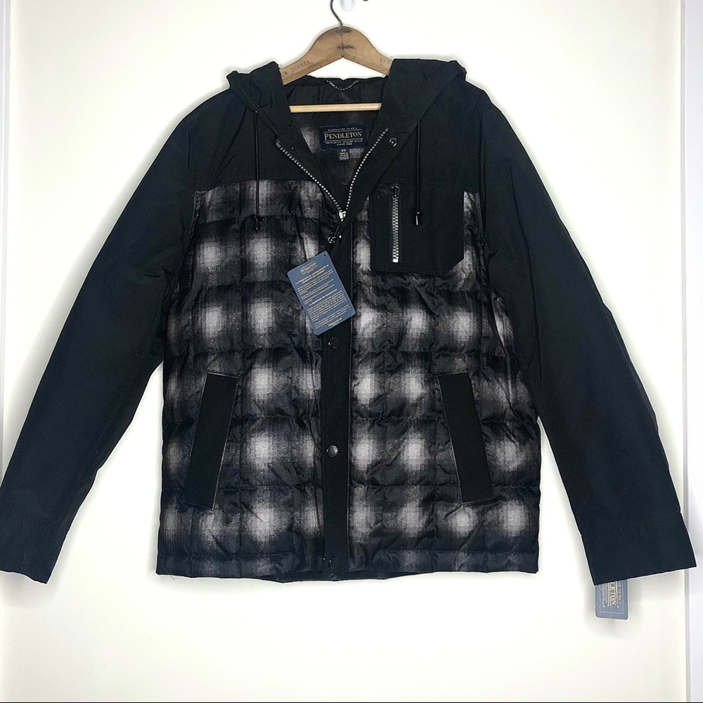 NWT Pendleton Black Gray Plaid Men’s Puffer Jacket